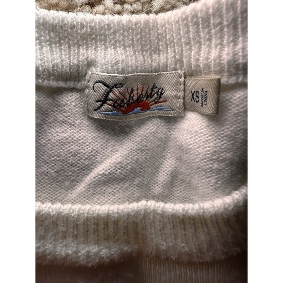 Vtg Faherty Organic Cotton Cashmere Long Sleeve Sweater women's size XS White - Picture 3 of 7
